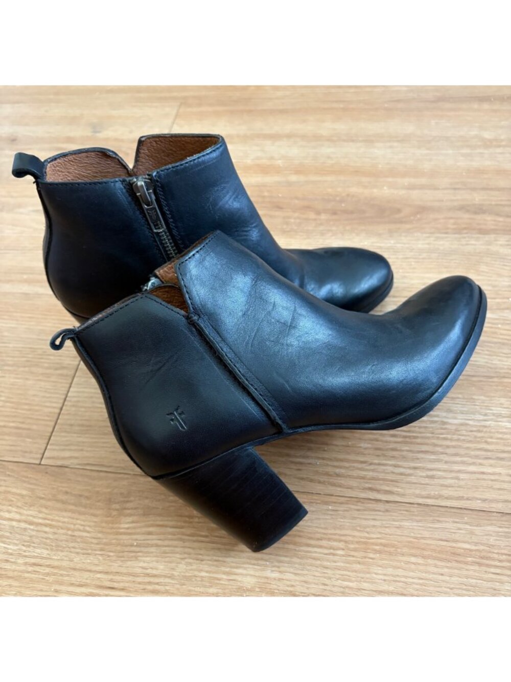 Frye Meghan Leather Heeled Ankle Booties Black Women’s Size 7 B - Picture 3 of 12